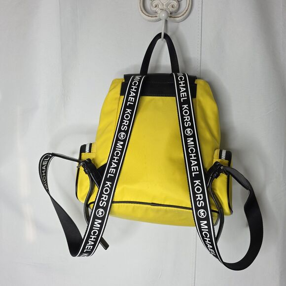 Michael Kors Abbey Lg Cargo Nylon Backpack Yellow Black Casual Preppy Colorful - Picture 8 of 14